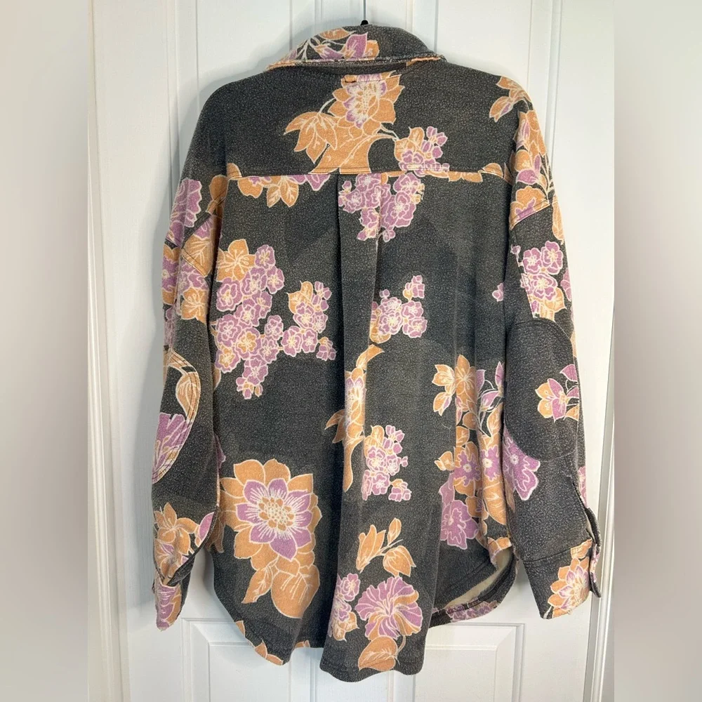 NEW Free People Printed Ruby Jacket Floral Oversized Shacket Gray Size Large - Picture 8 of 14